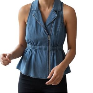 Plains and Prints Zipper Down Collar Top Size 2